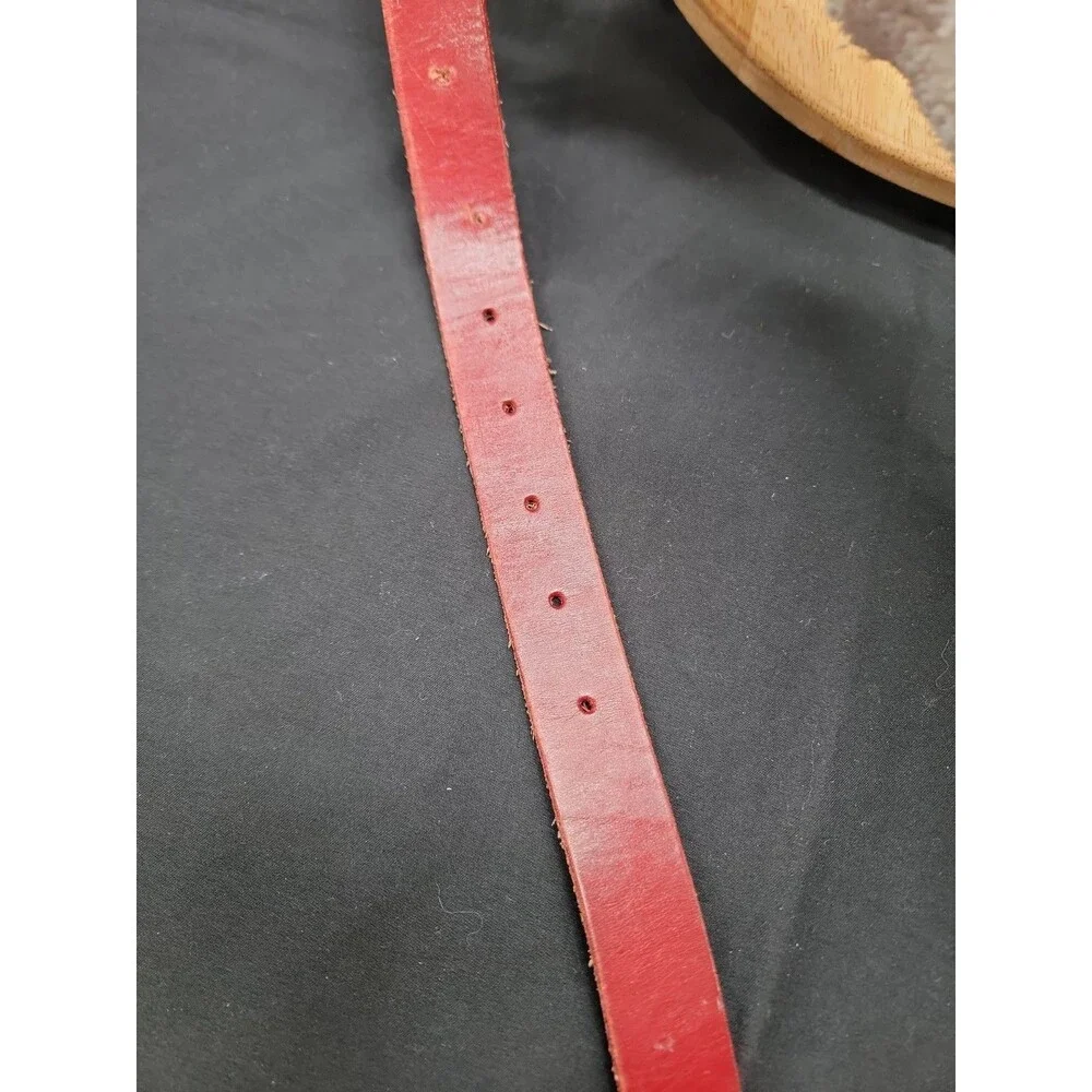 Michael Kors Red Leather Belt With Silver MK Buckle Size Large